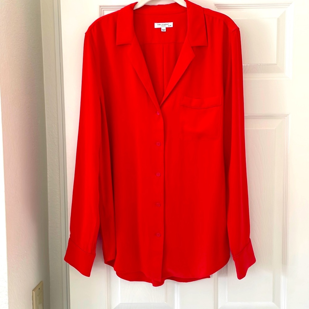NWOT Gorgeous Equipment bright red blouse